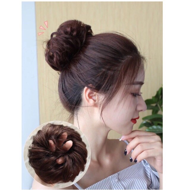 Tóc giả búi cột xoăn❤️💕 ảnh thật