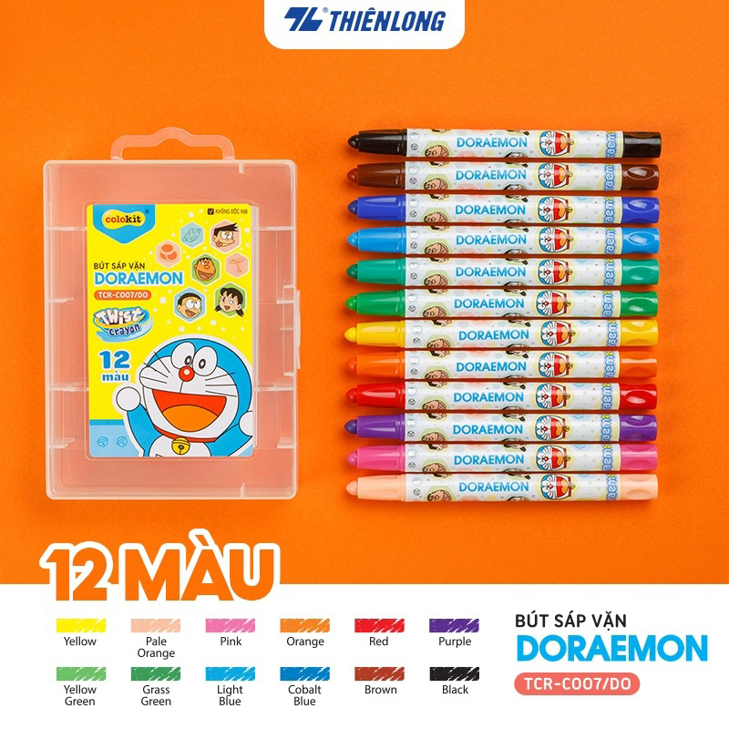 Bút sáp vặn 12/18/24 màu thiên long colokit tcr-c007/do; colokit tcr-c008/do; colokit tcr-c009/do