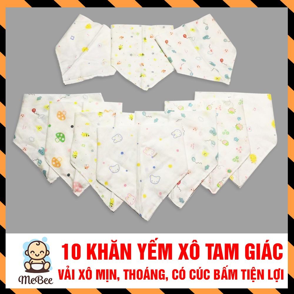 Set 5 Khăn Yếm Tam Giác Xô 2 Lớp Có Cúc Bấm Cho Bé SHOPMEBEE