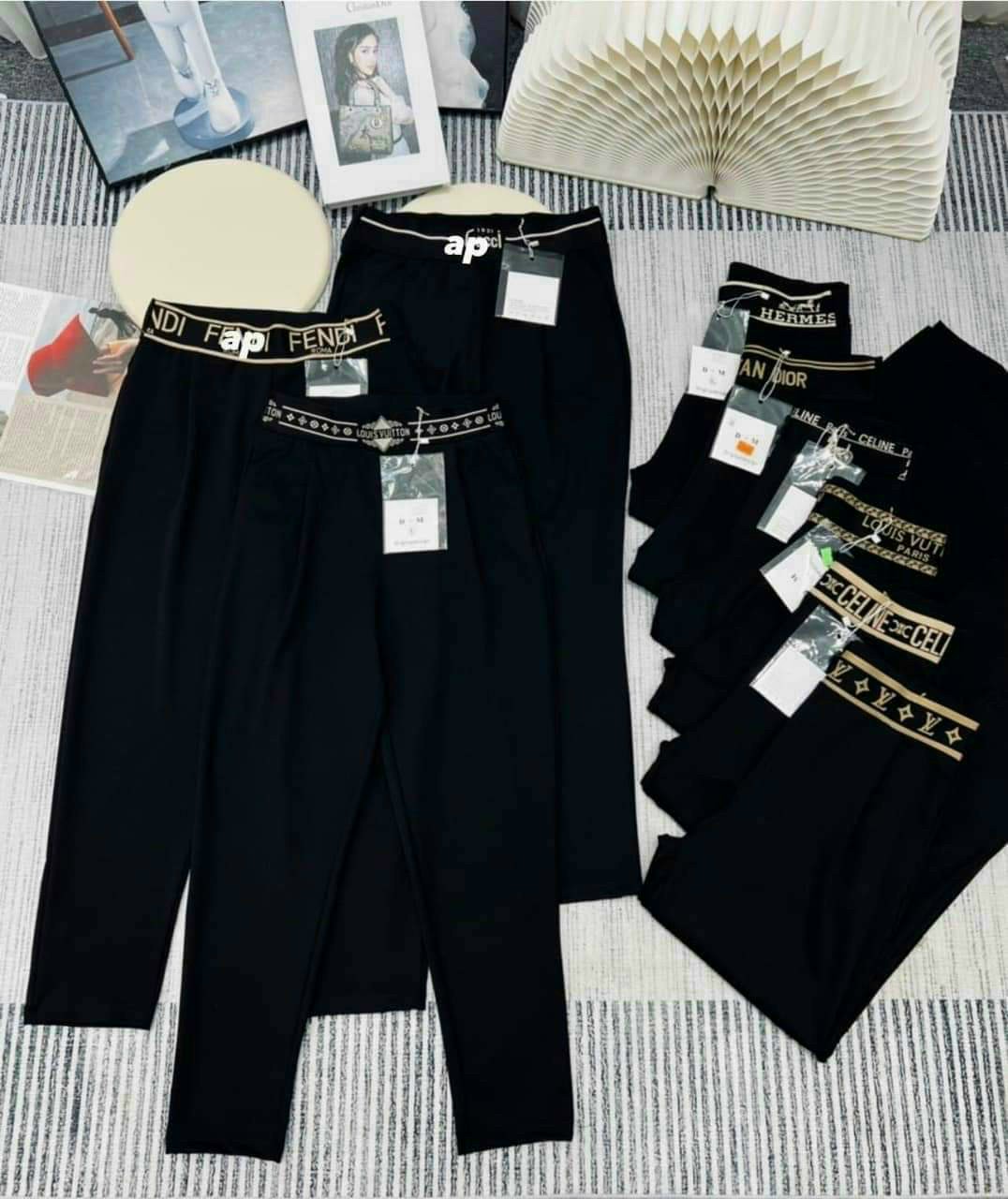 Quần baggy nữ cạp chun công sở lưng cao màu đen kiểu dáng dài - Quần vải nữ baggy chất UMI co giãn 4 chiều