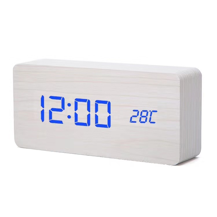 Đồng hồ gỗ LED để bàn cao cấp