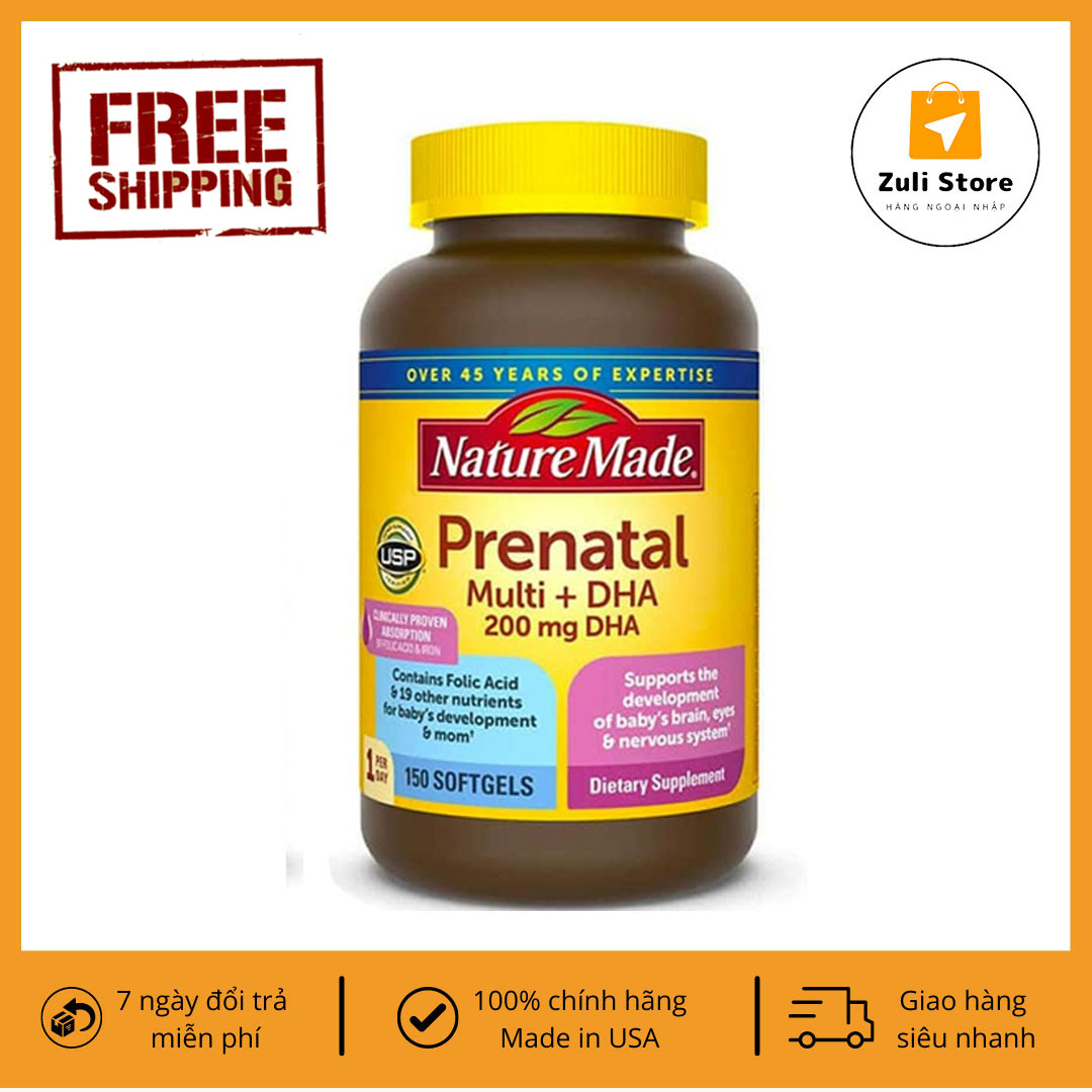 Viên bổ sung DHA Nature Made Prenatal Vitamin DHA cho bà bầu 150 viên