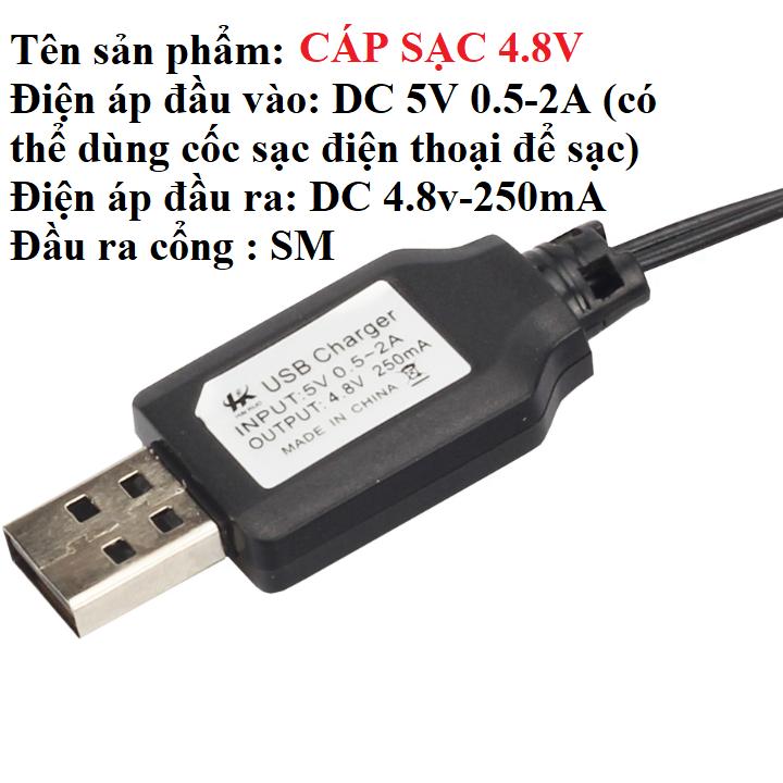 Bộ pin và cáp 4.8v 2800mah cổng nối SM dùng cho xe mô hình điều khiển từ xa