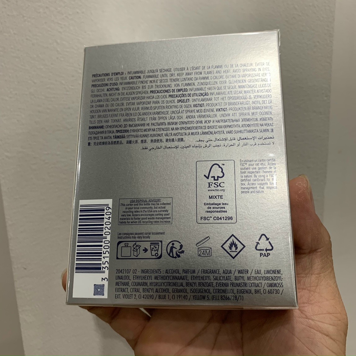 Nước Hoa Nam : Azzaro Chrome EDT 100ml full seal