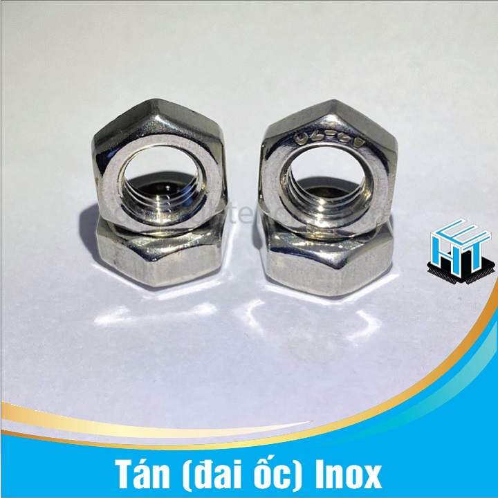 COMBO 50 con tán (Đai ốc) Inox các loại M3,M4,M5,M6,M8(chất inox 201)
