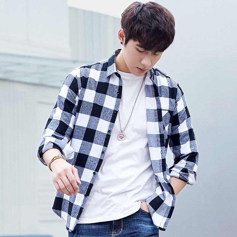 Áo Sơ Mi Nam Dài Tay Caro Khoác Kiểu Thiết Kế Mẫu Mới Thời Trang EMEY LUXURY Kiểu Hàn Quốc Mẫu Mới Cực Hot