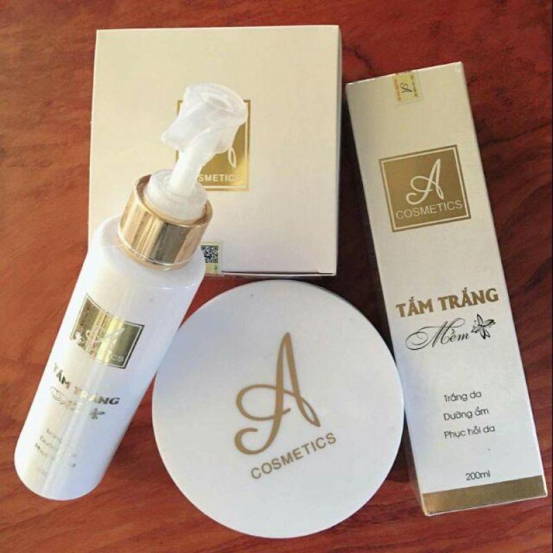Combo Kem tắm trắng da 200g và Kem dưỡng da body mềm A Cosmetics 250g