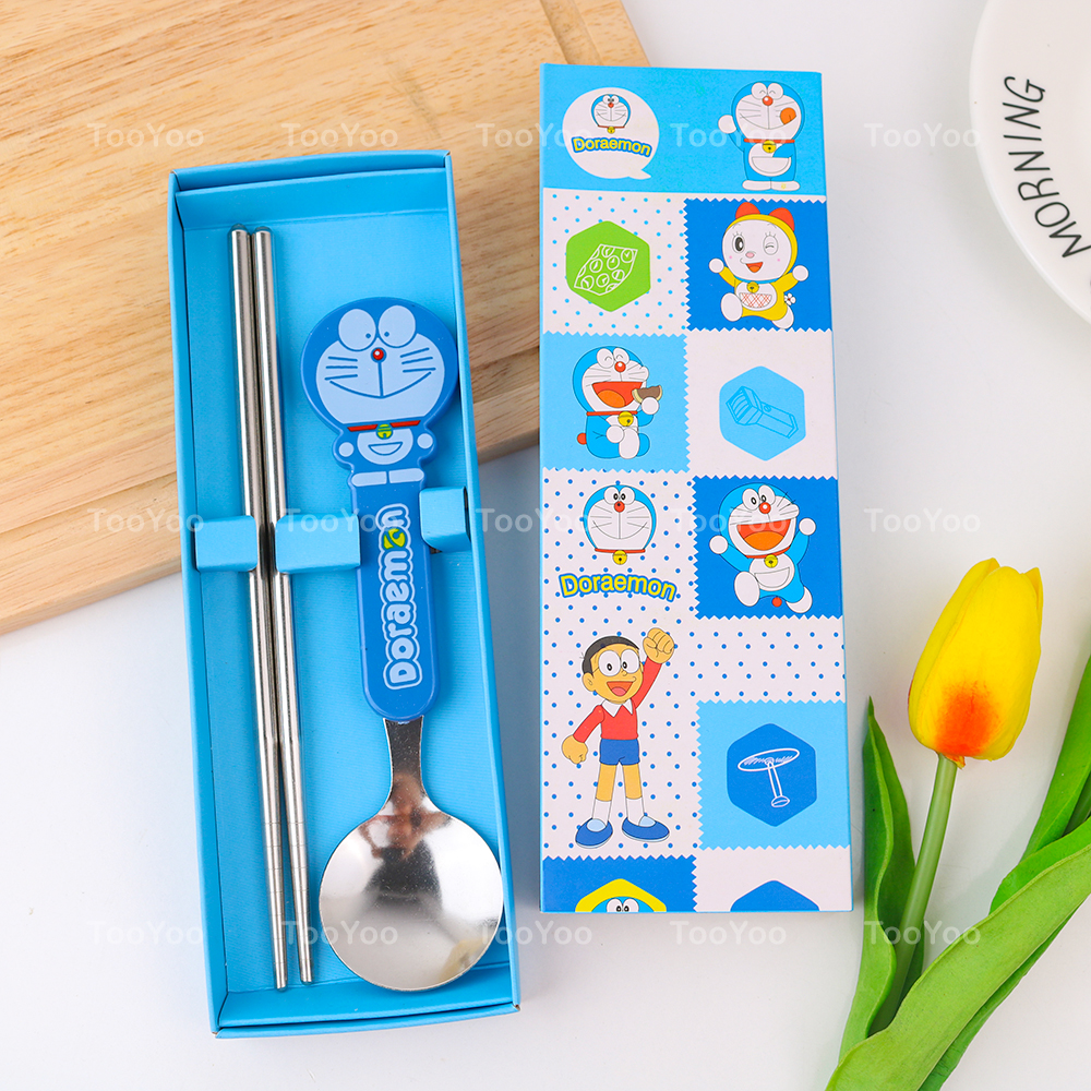 Muỗng đũa trẻ em doraemon doremon hộp giấy dễ thương cute mon0008