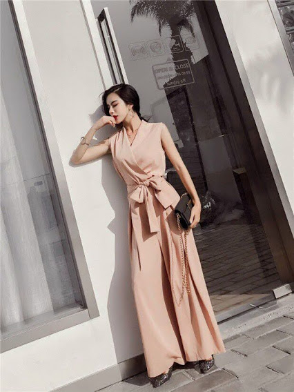 [HCM]JUM DÀI CỔ V THẮT NƠ SANG TRỌNG