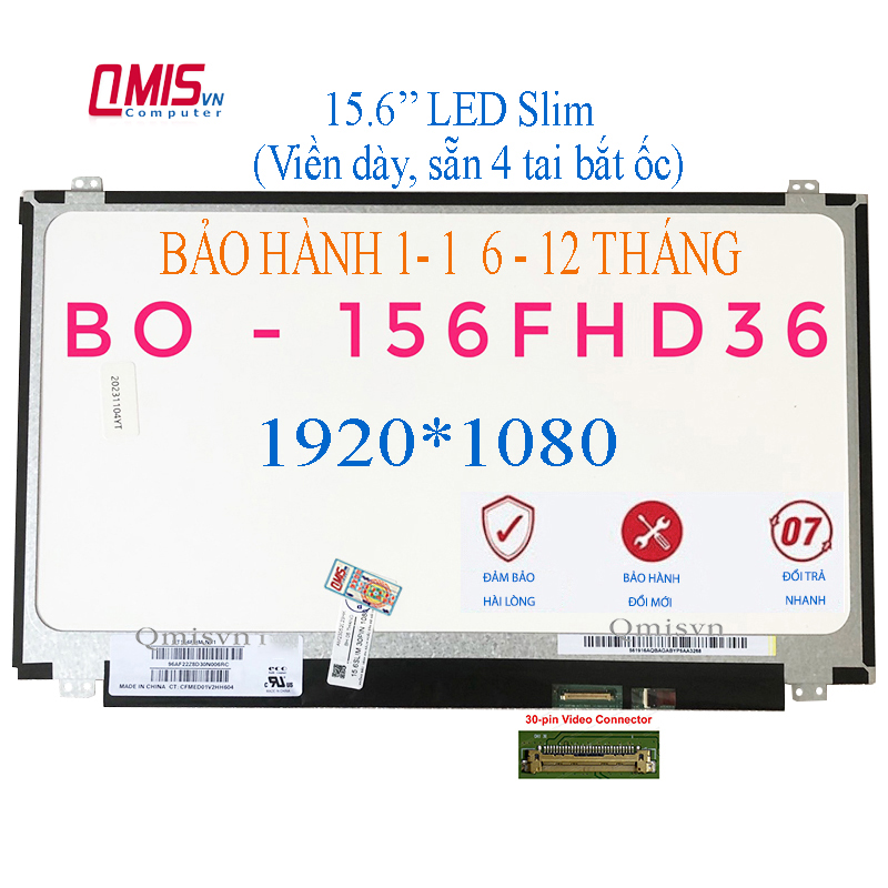 Màn hình laptop 15.6 inch slim 30 pin, Acer E1-522 E1-530 E1-532 E1-570 E1-572 E5-521 E5-531 E5-571 E5-573 ES1-512