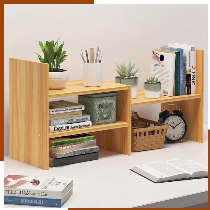 Kệ sách gỗ để bàn lắp ghép đa năng-Kệ sách gỗ lắp ghép để bàn làm việc cực chất kệ đựng tài liệu văn phòng đơn giản tiện ích