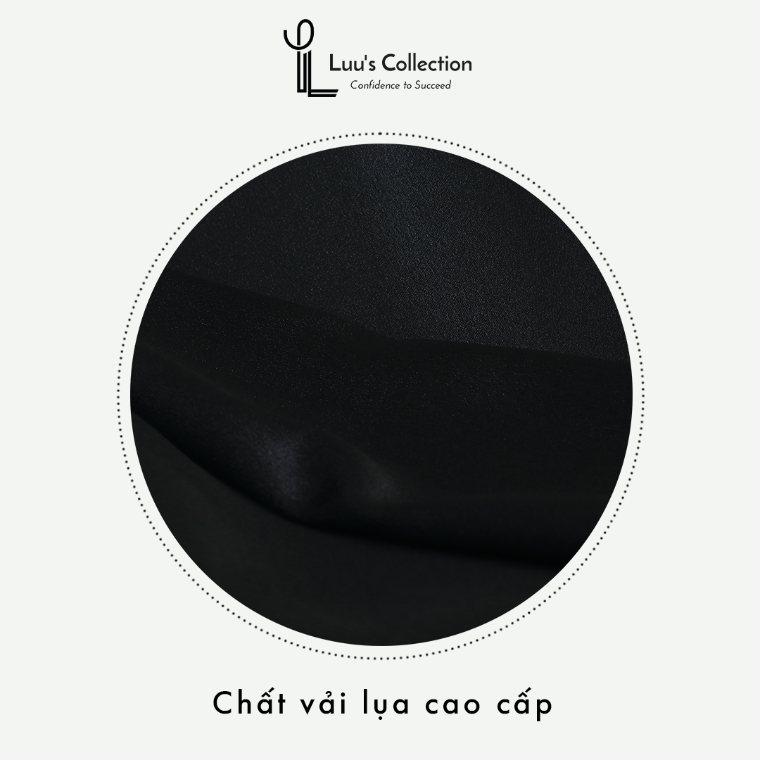 Chân Váy Midi Đắp Tà Màu Đen Và Vàng Đồng Chất Vải Lụa Luu's Collection