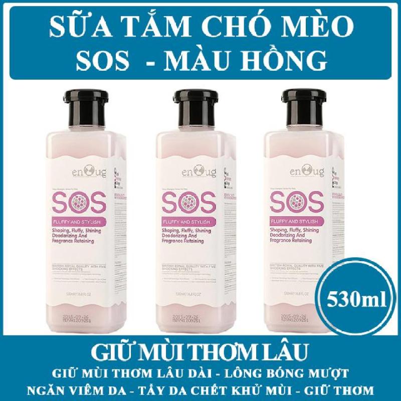 Sữa tắm SOS cho Chó Mèo Chai Màu Hồng - Tắm Thơm cơ thể Chó Mèo lâu dài và hỗ trợ làm ẩm da - 530ml