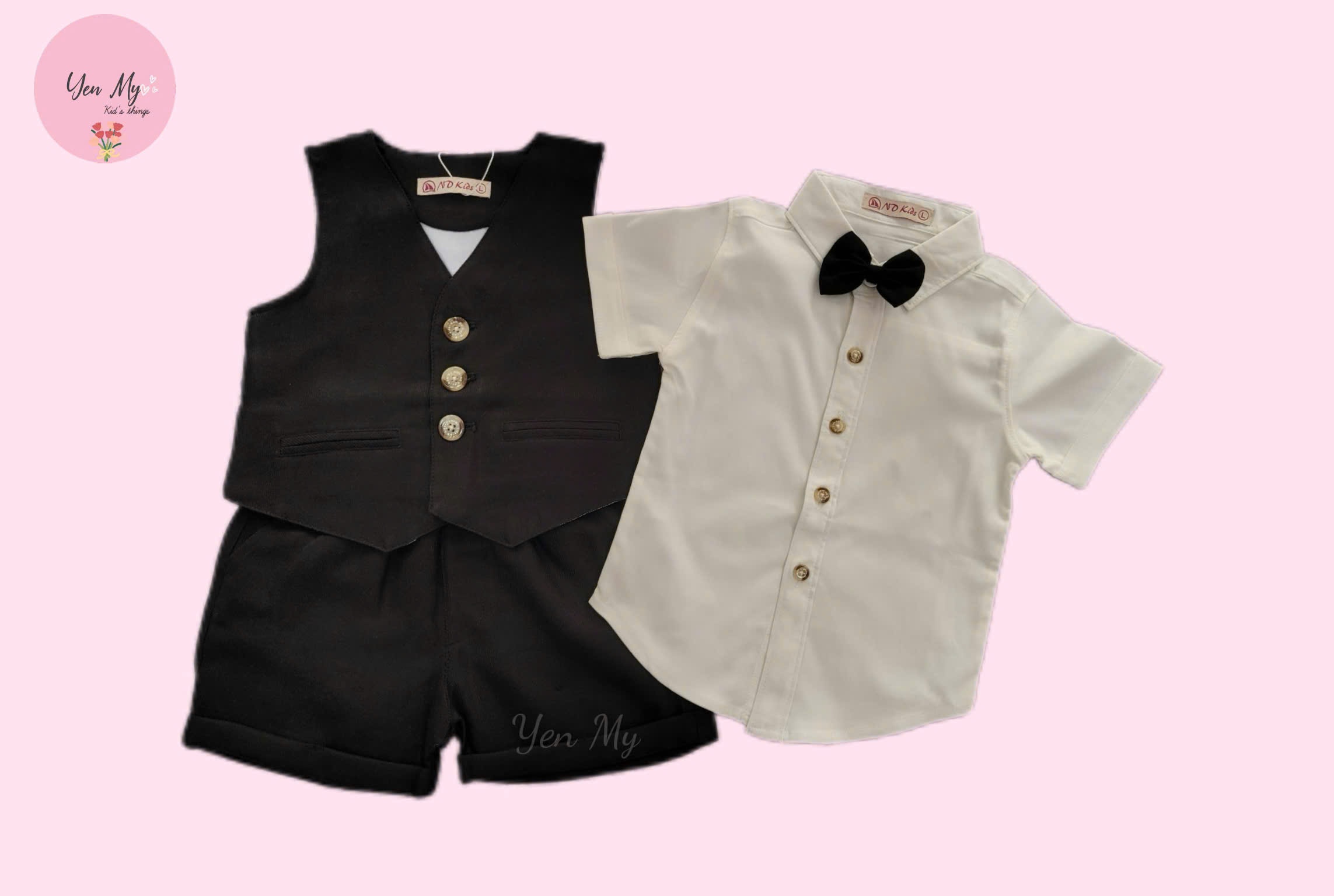 Bộ vest gile set công tử yếm cho bé trai