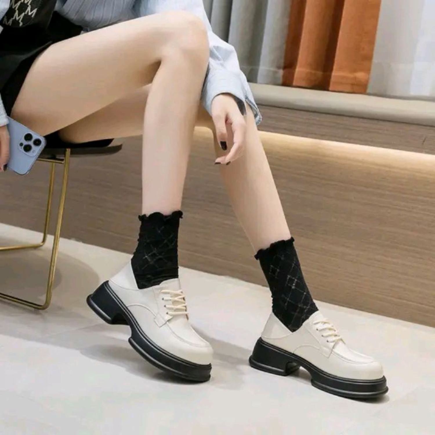 Giày Oxford độn đế 4cm khoét eo kiểu dáng hàn quốc