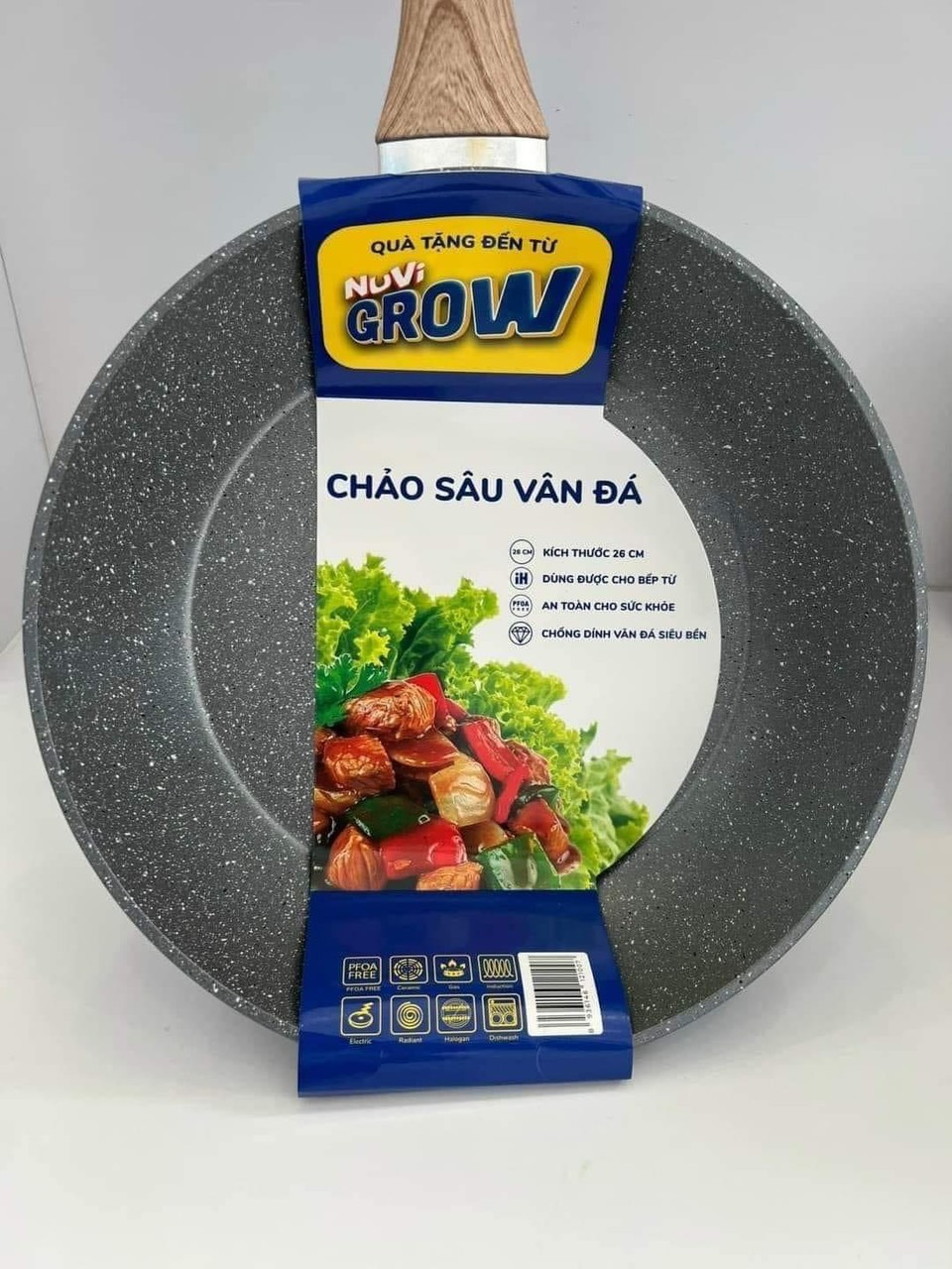CHẢO SÂU VÂN ĐÁ GREENCOOK 26 CM- HKM NUVI
