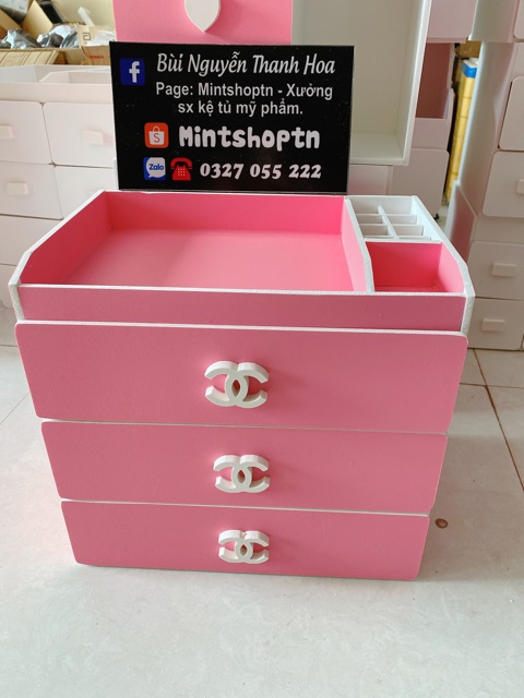 Tủ đựng mỹ phẩm 4 tầng hồng 30cm