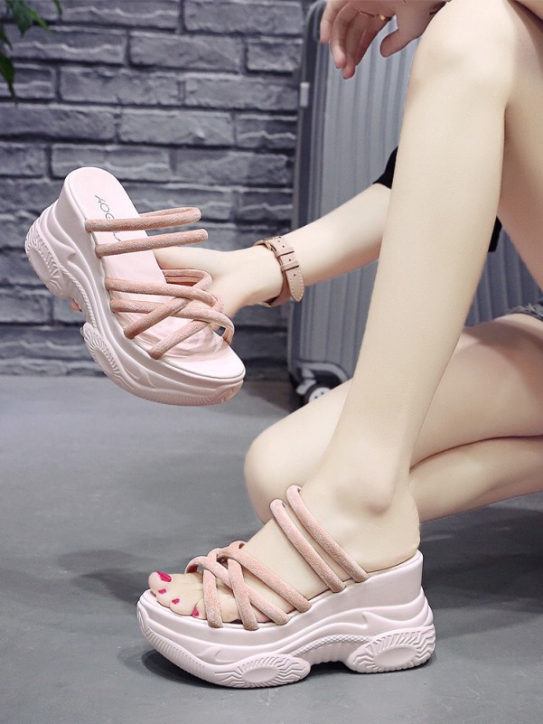Giày sandal độn đế cao đế bánh mì dây đan chéo giá rẻ