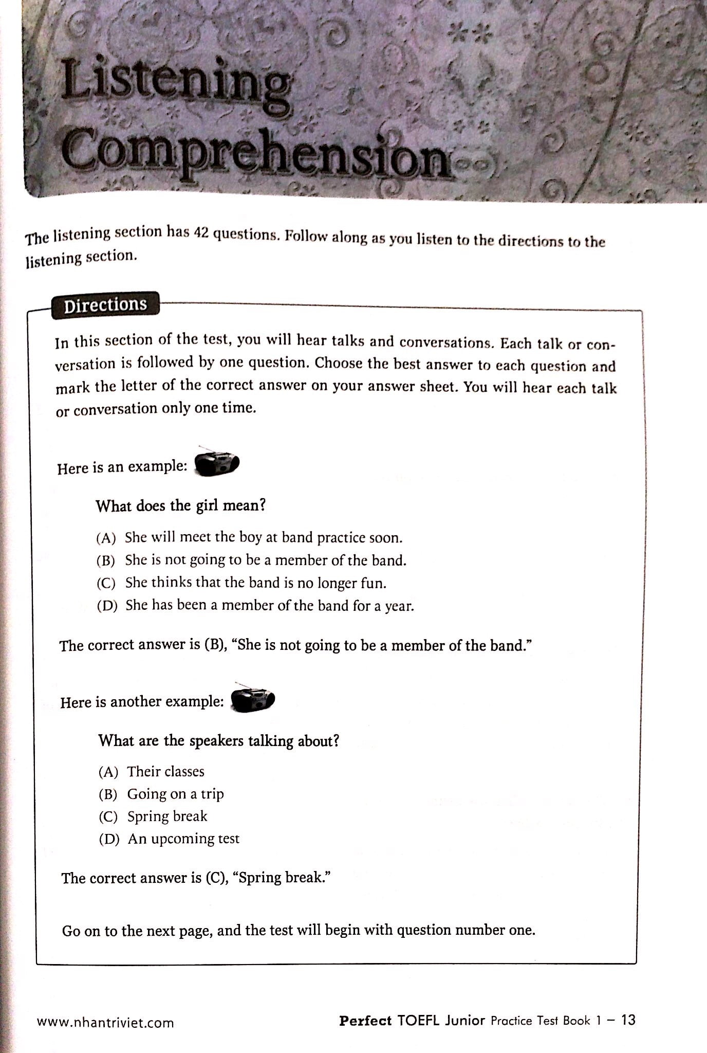Sách Perfect TOEFL Junior Practice Test Book 1 CD