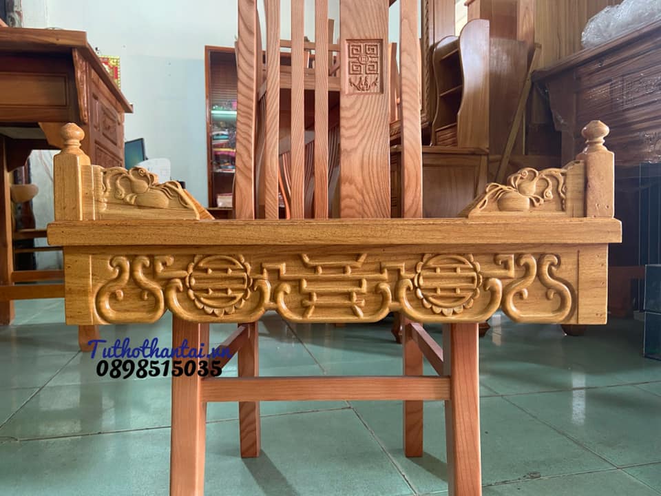 Bàn thờ treo tường Triện ngang 60cm mẫu mới - Gỗ Gõ Đỏ