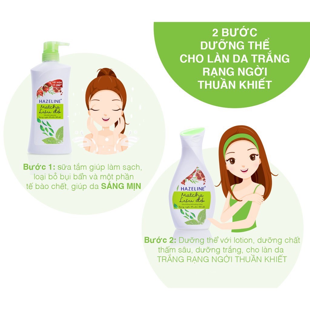 Sữa tắm Hazeline Lựu & Matcha (Xanh) Chai 1Kg