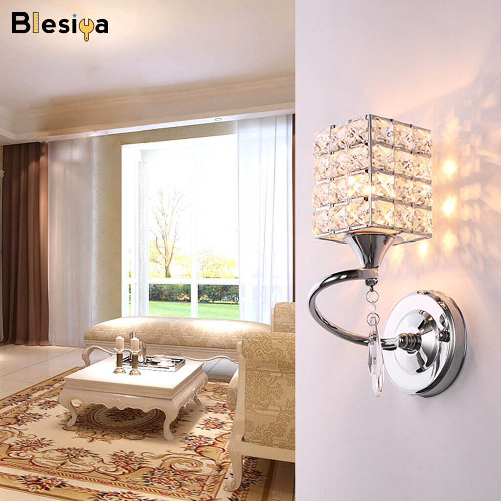 Đèn tường pha lê blesiya, chân đèn gắn tường bằng kính e27