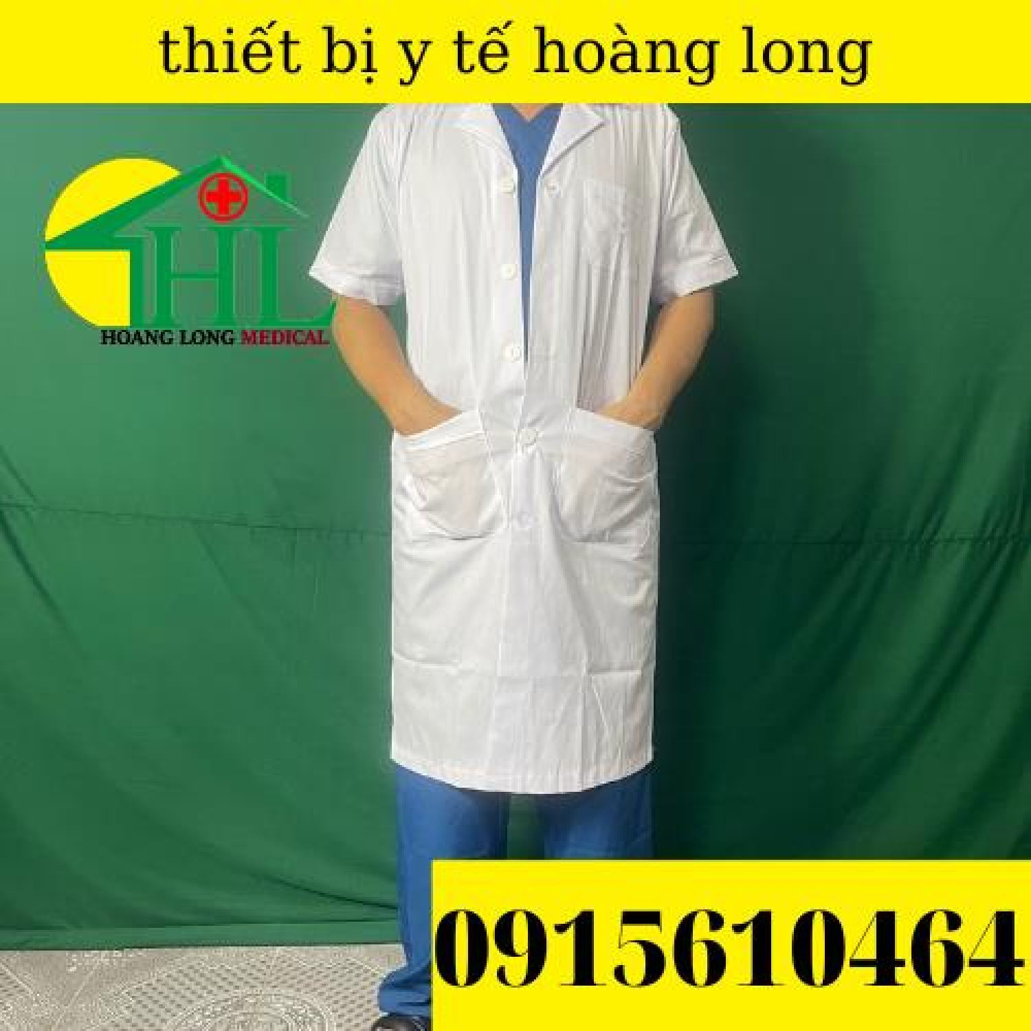 Áo Blouse (BluE) Bác Sĩ Nam/Nữ Cộc Tay Dáng Dài