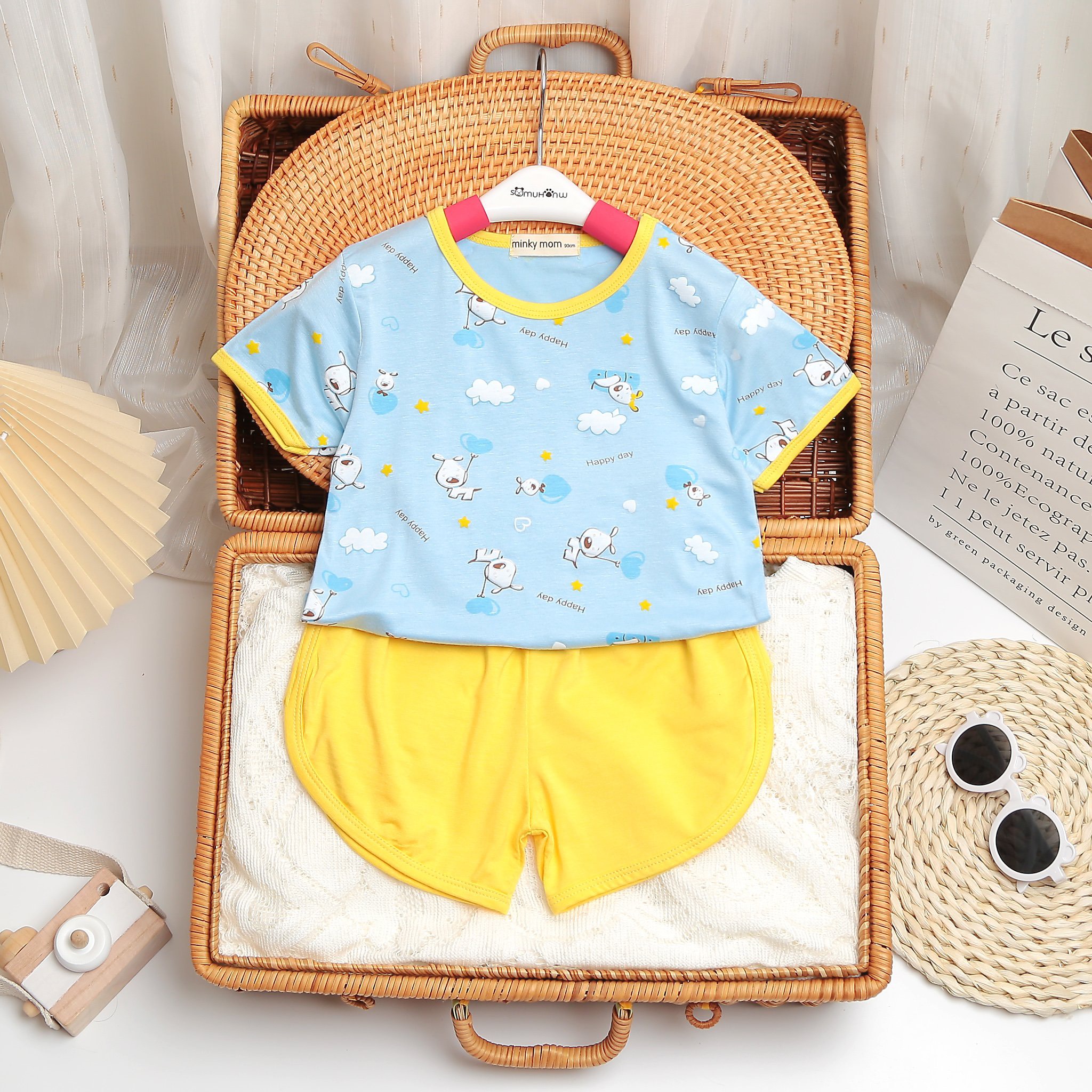 FULLSIZE(9-32kg) Bộ Minky Mom Thun Lạnh Ngắn Tay Hàng Chuẩn Hoạ Tiết Dể Thương Cho Bé Gái Bé Trai Đủ Màu