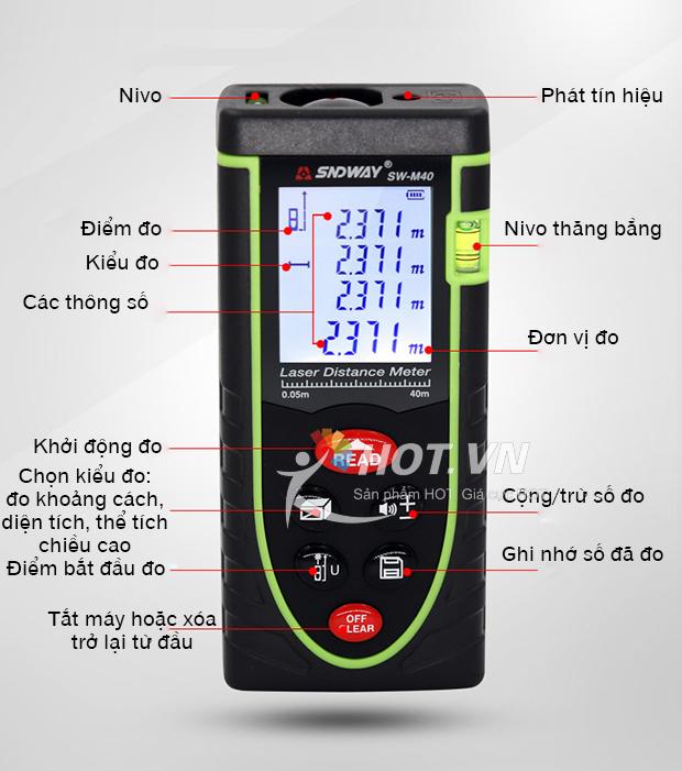 [HCM]Máy đo khoảng cách laser 40m SNDWAY SW-M40