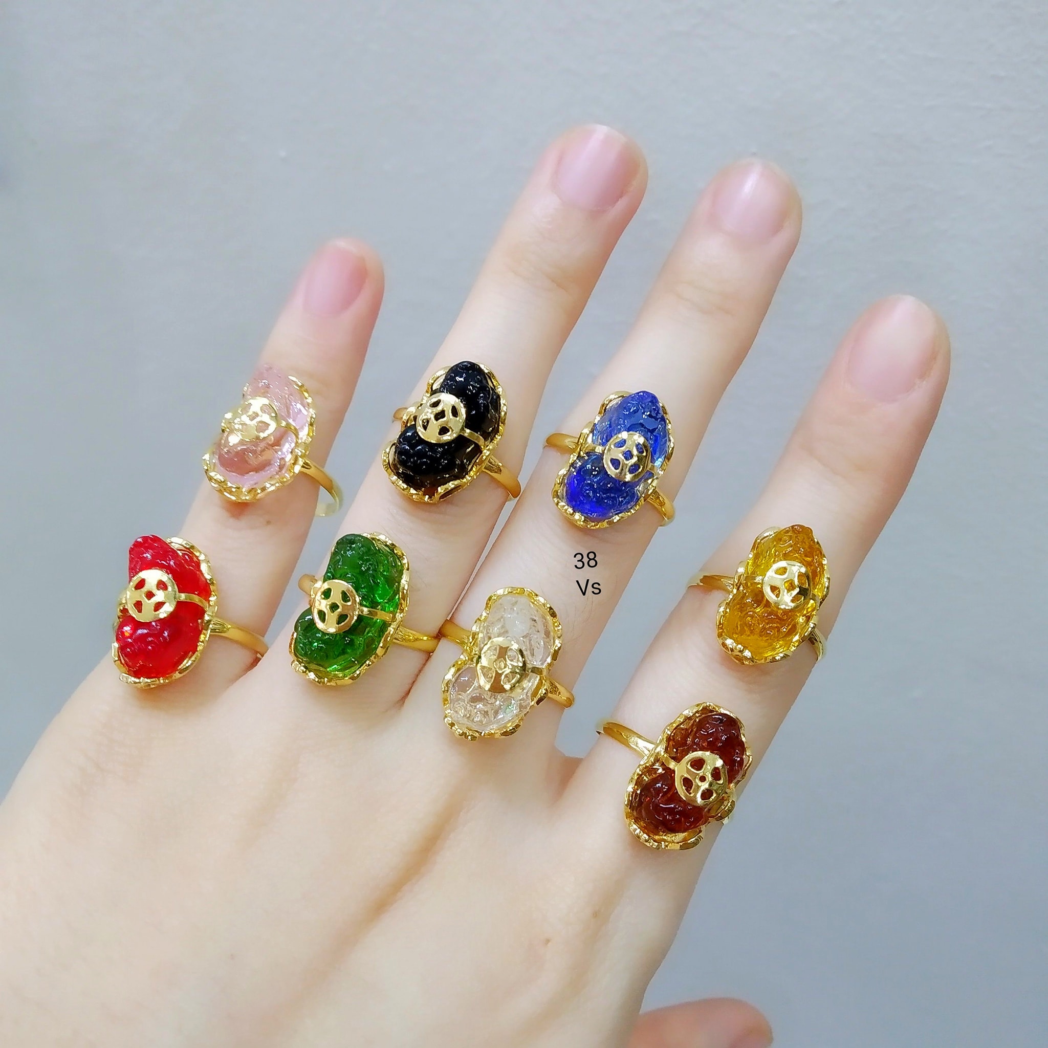 Nhẫn vàng 10k kết hợp đá chủ tỳ hưu cõng kim tiền (đá có thể thay màu theo phong thủy) NV85