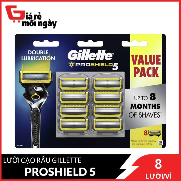 Lưỡi cạo râu Gillette Proshield 5 lưỡi (Vàng) Vỉ 8 lưỡi