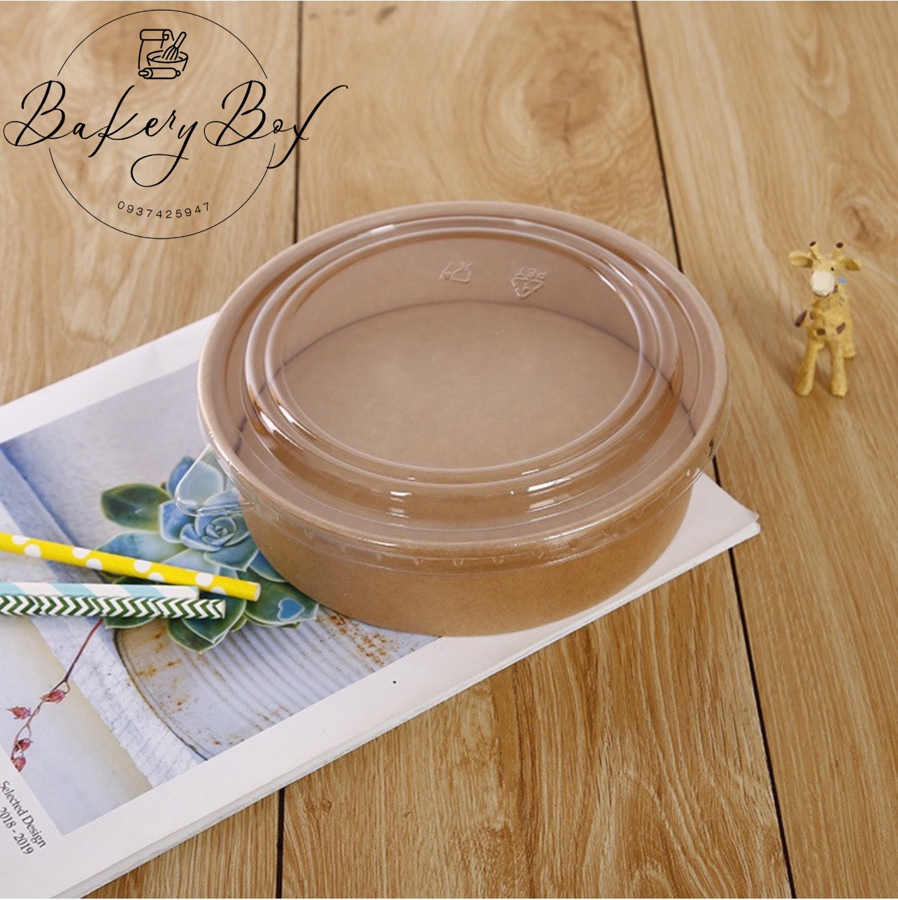 50 tô giấy kraft 500ml đựng thực phẩm, bánh tiramisu, bông lan