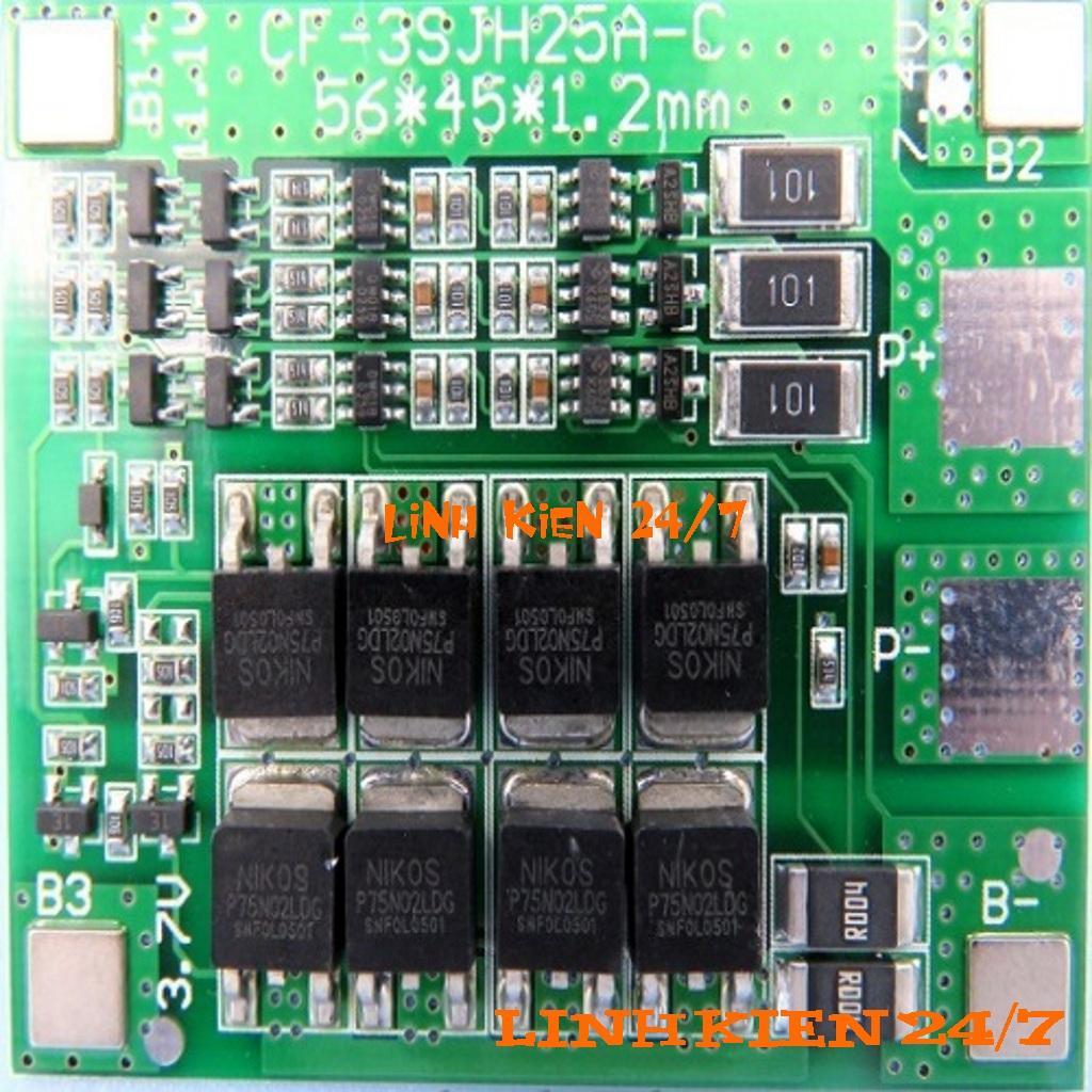 Mạch sạc và bảo vệ pin 12v 3s 25a