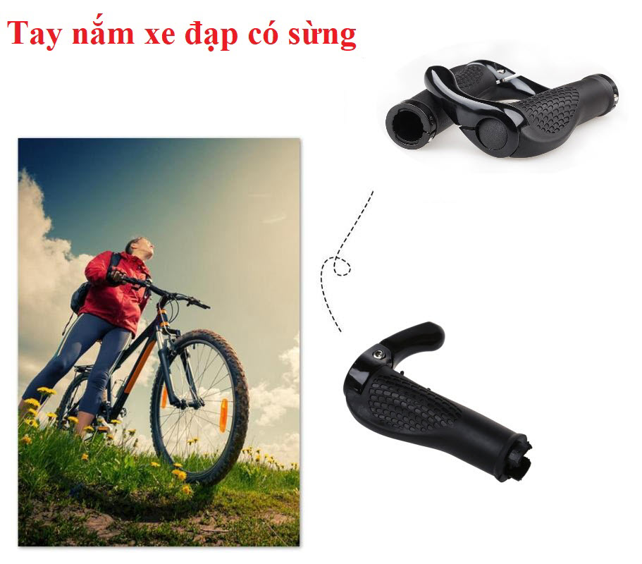 Tay nắm xe đạp thể thao có sừng, đệm