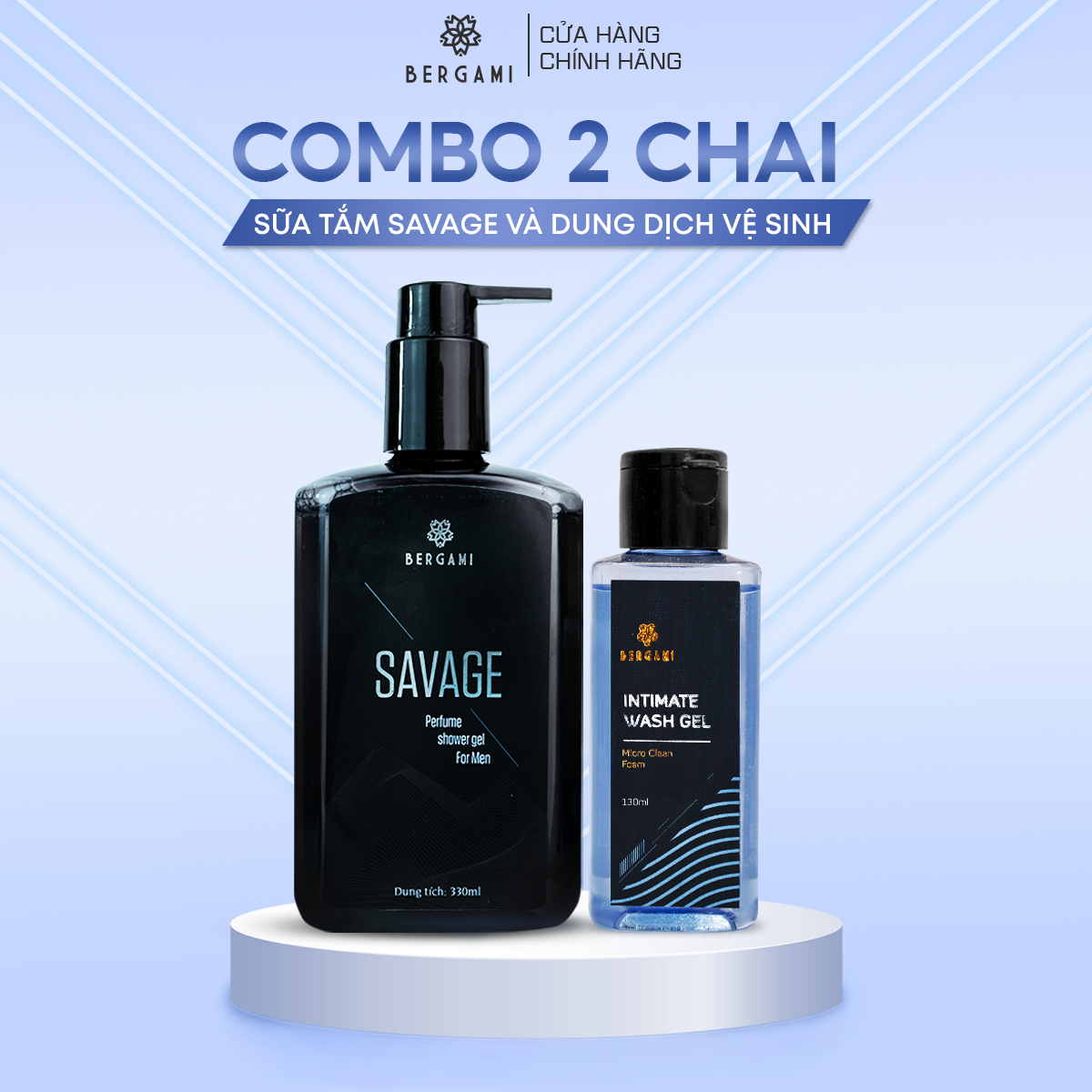 Combo Sữa Tắm Nam Hương Nước Hoa 330ml/chai và Dung Dịch Vệ Sinh Nam 130ml/chai, Ngừa Khuẩn Lưu Hương 6H