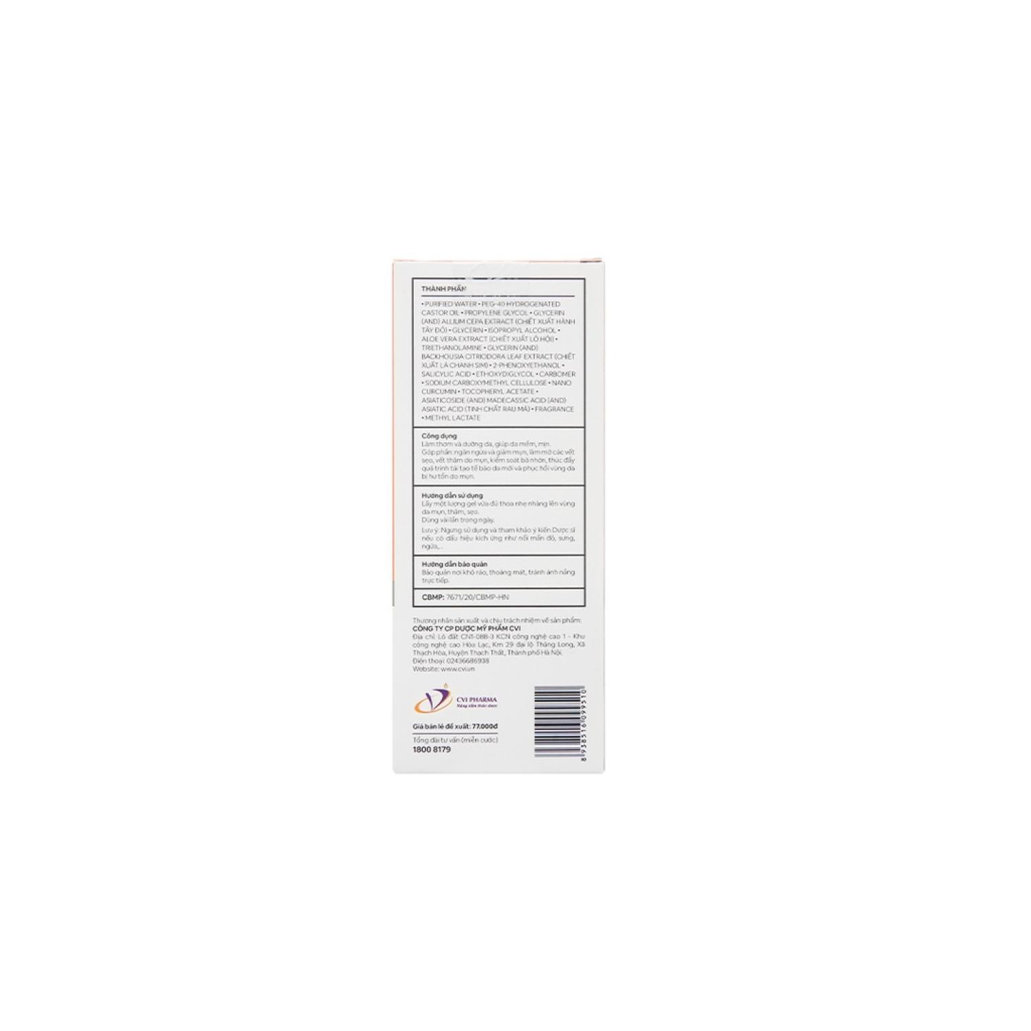 ɡel Nano Curcumin Decumar ngừa mụn, mờ thâm sẹo tuýp 20g