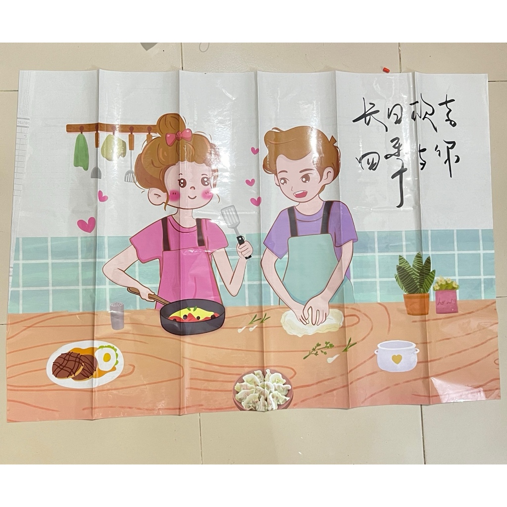 Giấy dán tường bếp hoạ tiết nhà bếp cách nhiệt chống dầu mỡ, chịu nhiệt - decal dán bếp họa tiết 3d 60x90cm