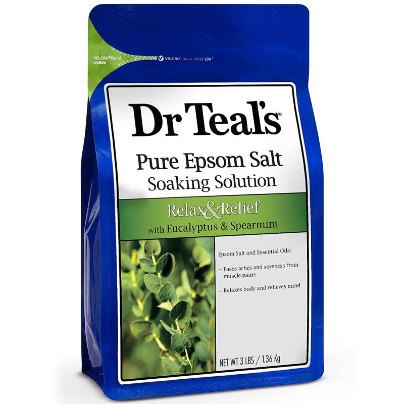 Muối tắm Bạch Đàn & Bạc Hà Dr Teal’s Pure Epsom Ealt Eoaking Eolution Relax&Relief with Eucalyptus & Spearmint 1.36kg