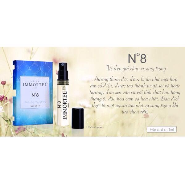 Nước hoa nữ IMMORTEL No 8 Chai xịt 3 ml Eau De Parfum