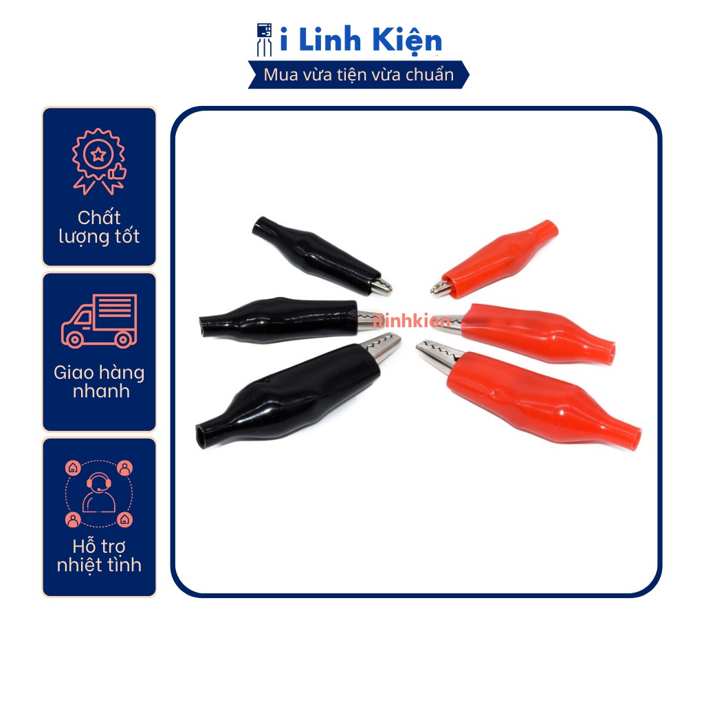 Đôi kẹp cá sấu lớn 45mm chất lượng tốt (1 đen + 1 đỏ)