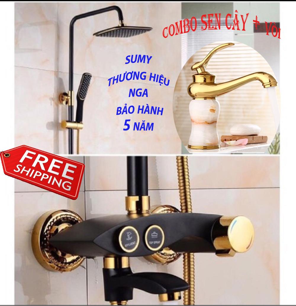 (Siêu khuyến mại) Combo Sen cây đứng + Vòi Lavabo gắn đá thương hiệu Nga