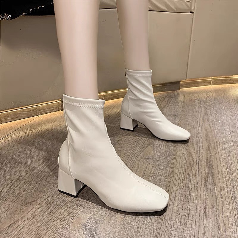 giày bốt đế vuông khoá sau thời trang hót