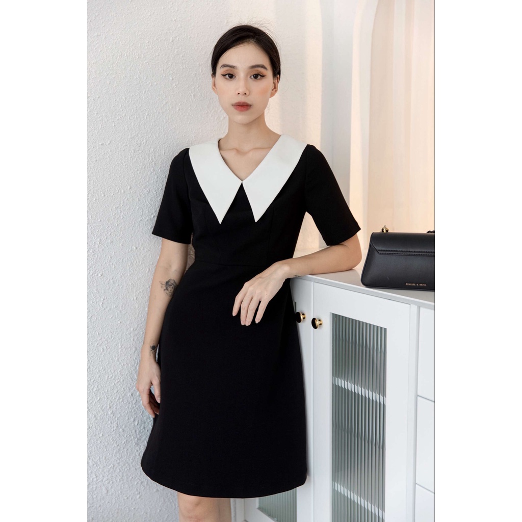 Maiimer - Váy đen cổ trắng Linda