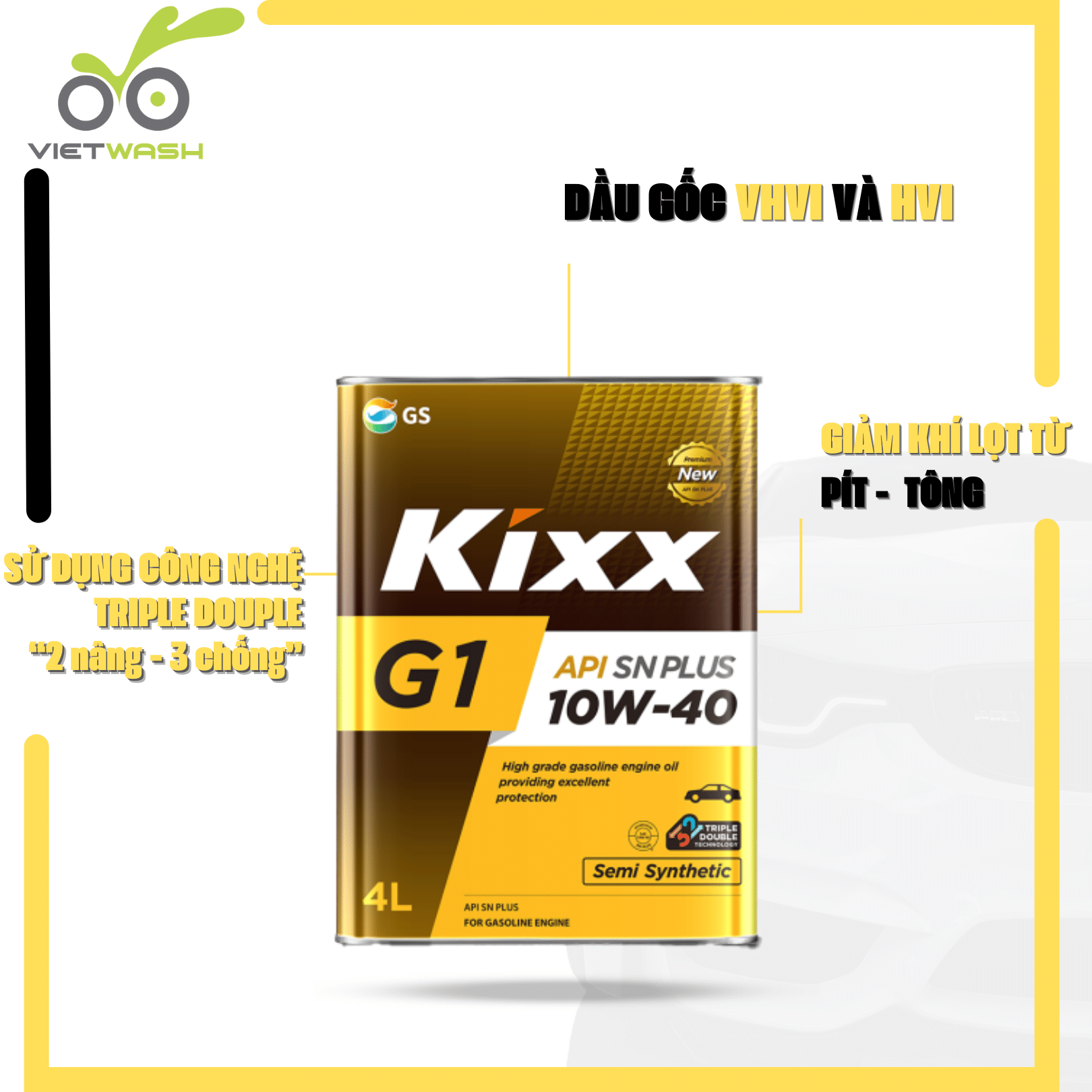 [KIXX] Nhớt ô tô Kixx G1 10W40 API SN Plus 4L [MIỄN PHÍ CÔNG THAY NHỚT]