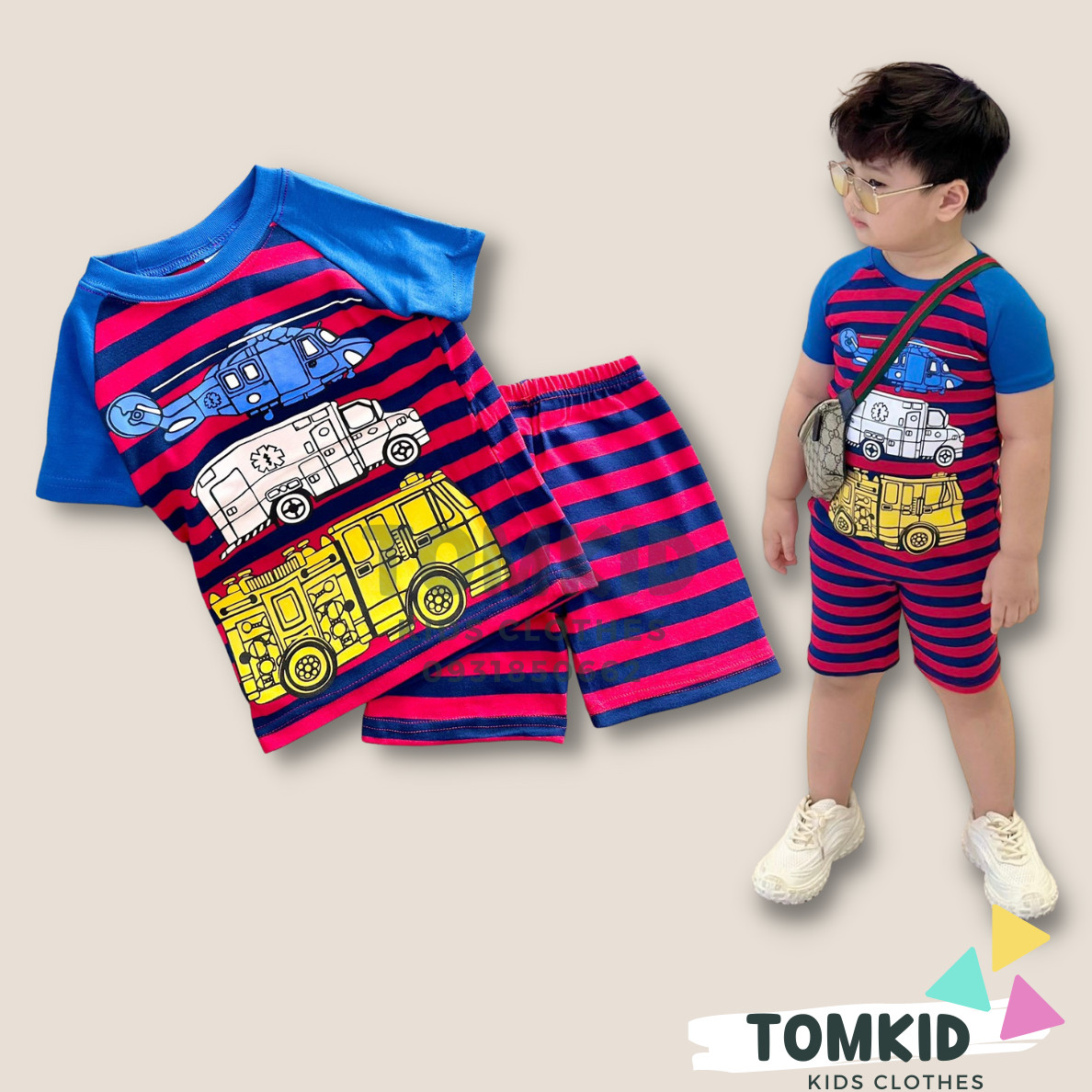 Đồ bộ bé trai ,bộ cộc tay cho bé, bộ cộc tay bé trai cotton 9-23kg