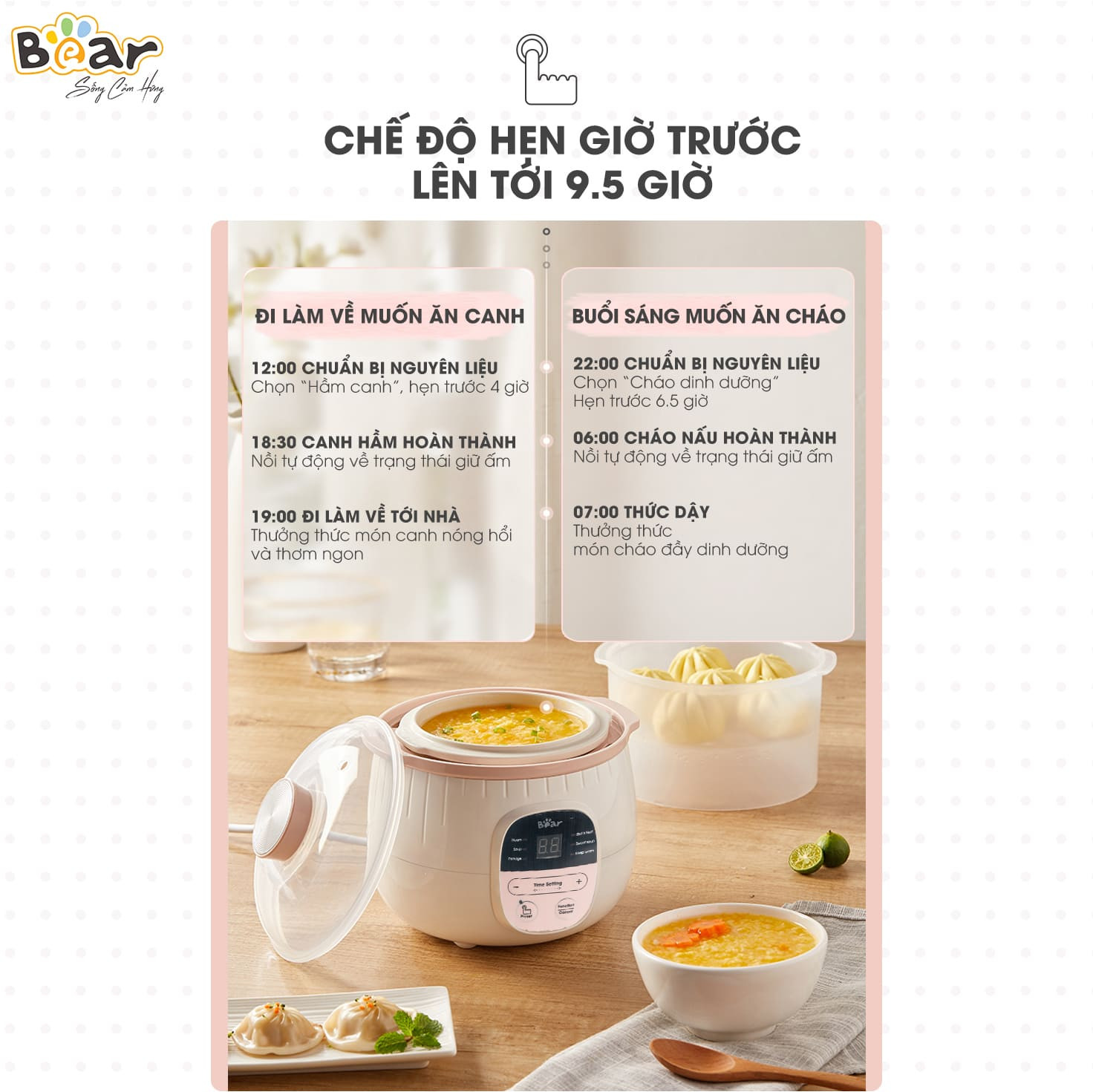 Nồi nấu chậm Bear 0.8 lít SUBE001 - Bản Quốc Tế [ Chính Hãng ]