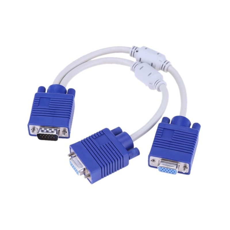 Cáp chia VGA 1 cổng ra 2 cổng (Trắng - Xanh)