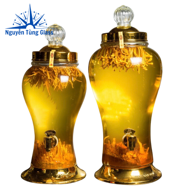 BÌNH NGÂM RƯƠU SÂM THỦY TINH  Phú Hoà 4 LÍT CÓ VAN