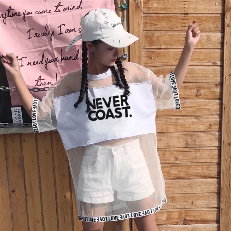 Áo lưới nữ đắp COAST form rộng oversize, phong cách hip hop