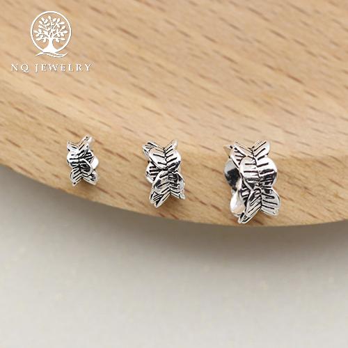 [HCM]Charm bạc chặn hạt họa tiết hoa sen 2 đầu 6mm - NQ Jewelry